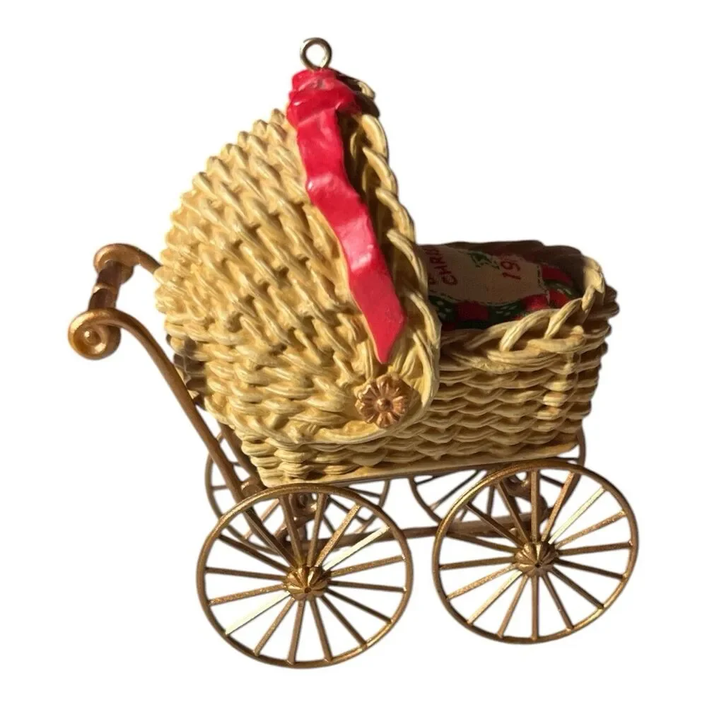 Vintage 1981 Hallmark Keepsake Ornament Baby's First Christmas Baby Buggy